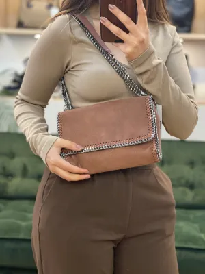 Stella McCartney Brown Faux Suede Falabella Crossbody