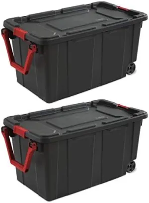 Sterilite 40 Gal. Wheeled Industrial Tote Black Set of 2