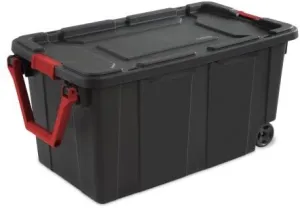 Sterilite 40 Gal./151 L Wheeled Industrial Tote, Black - 4 Pack