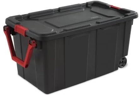 Sterilite 40 Gal./151 L Wheeled Industrial Tote, Black - 4 Pack