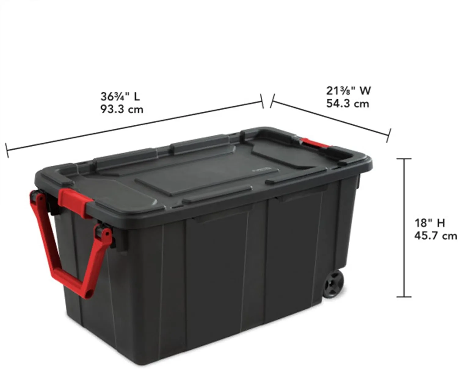 Sterilite 8-Pack Industrial Tote, Heavy-Duty Storage Bins w/Lids and Wheels, 40 Gallon - Stackable Organizing Containers for Home, Garage, Office, and Basement