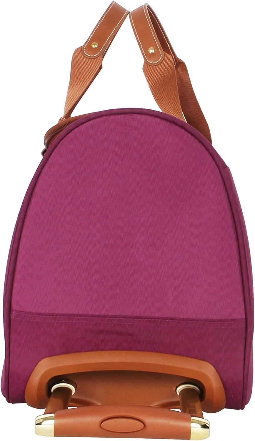 Steve Madden Designer Carry On Luggage Collection - Lightweight 20 Inch Duffel Bag- Weekender Overnight Business Travel Suitcase with 2- Rolling Spinner Wheels (Global Purple)