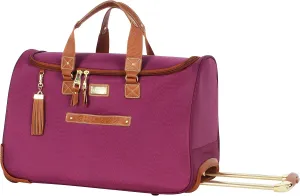 Steve Madden Designer Carry On Luggage Collection - Lightweight 20 Inch Duffel Bag- Weekender Overnight Business Travel Suitcase with 2- Rolling Spinner Wheels (Global Purple)