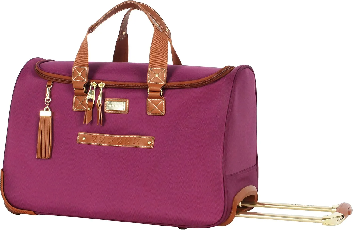 Steve Madden Designer Carry On Luggage Collection - Lightweight 20 Inch Duffel Bag- Weekender Overnight Business Travel Suitcase with 2- Rolling Spinner Wheels (Global Purple)
