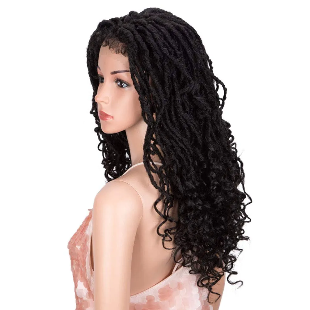 Style Icon 24" Faux Locs Wigs for Black Women 4X4 Free Part Goddess Locs Wig Long Twist Synthetic Wigs (24 Inch, 1B)
