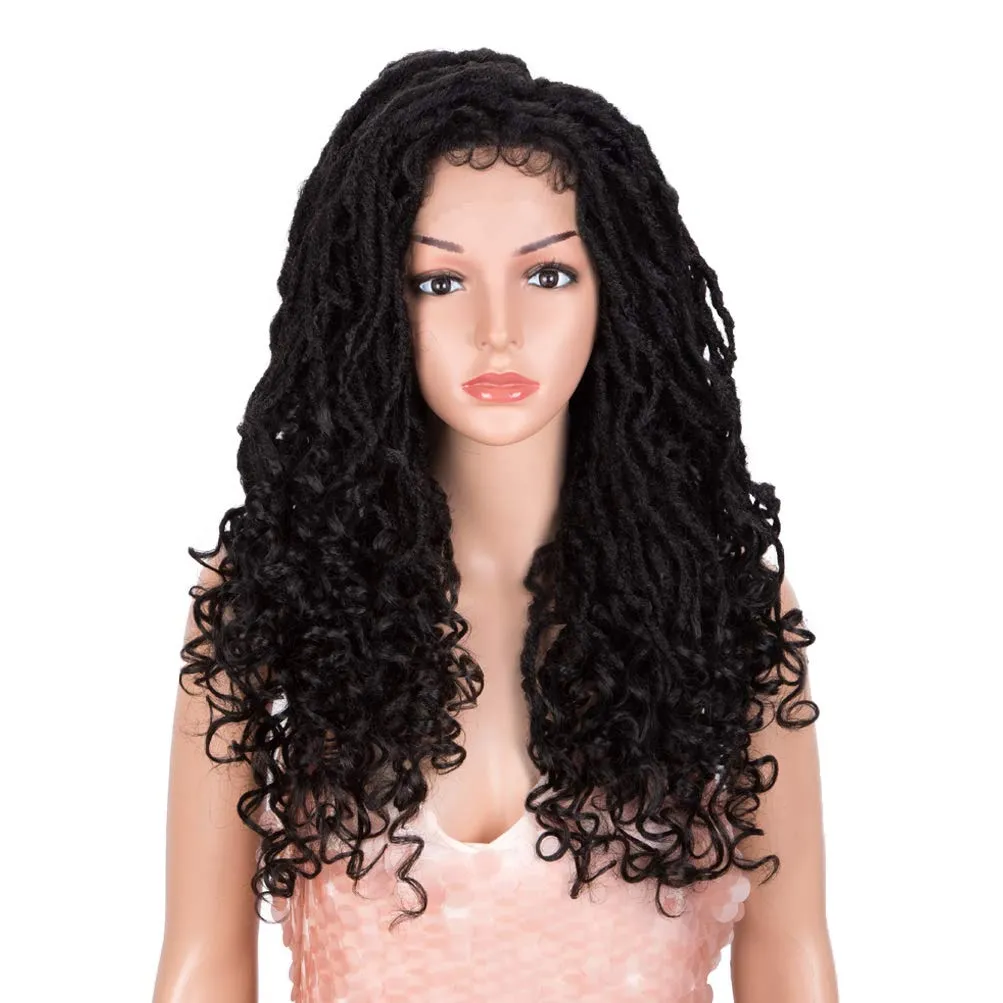 Style Icon 24" Faux Locs Wigs for Black Women 4X4 Free Part Goddess Locs Wig Long Twist Synthetic Wigs (24 Inch, 1B)