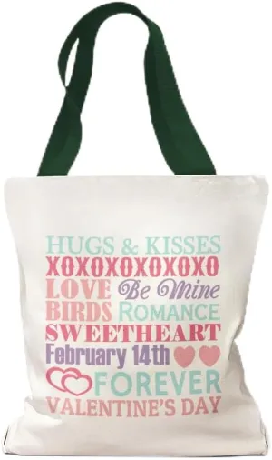 Style In Print Canvas Tote Reusable Shopping Bag Hugs Kisses Love Mine Romance February 14Th Valentine's Day Hugs