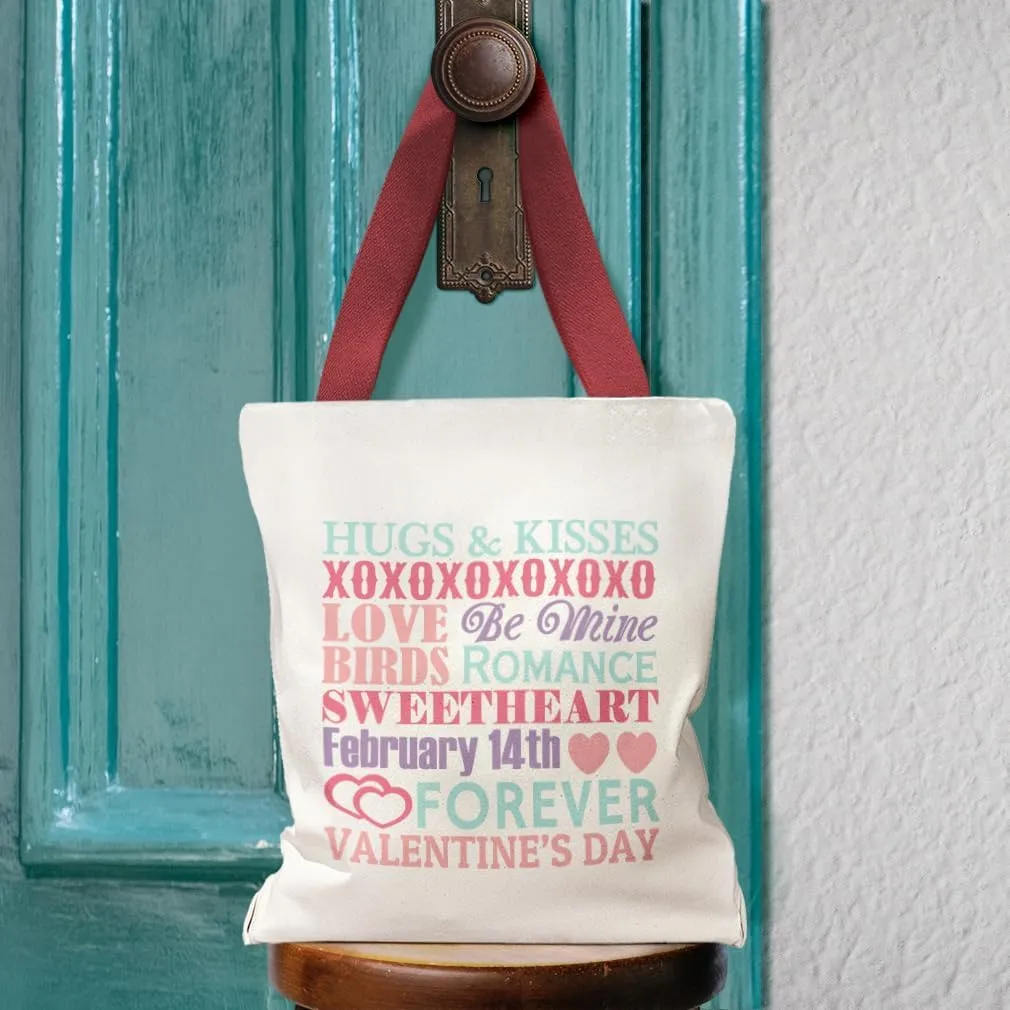 Style In Print Canvas Tote Reusable Shopping Bag Hugs Kisses Love Mine Romance February 14Th Valentine's Day Hugs