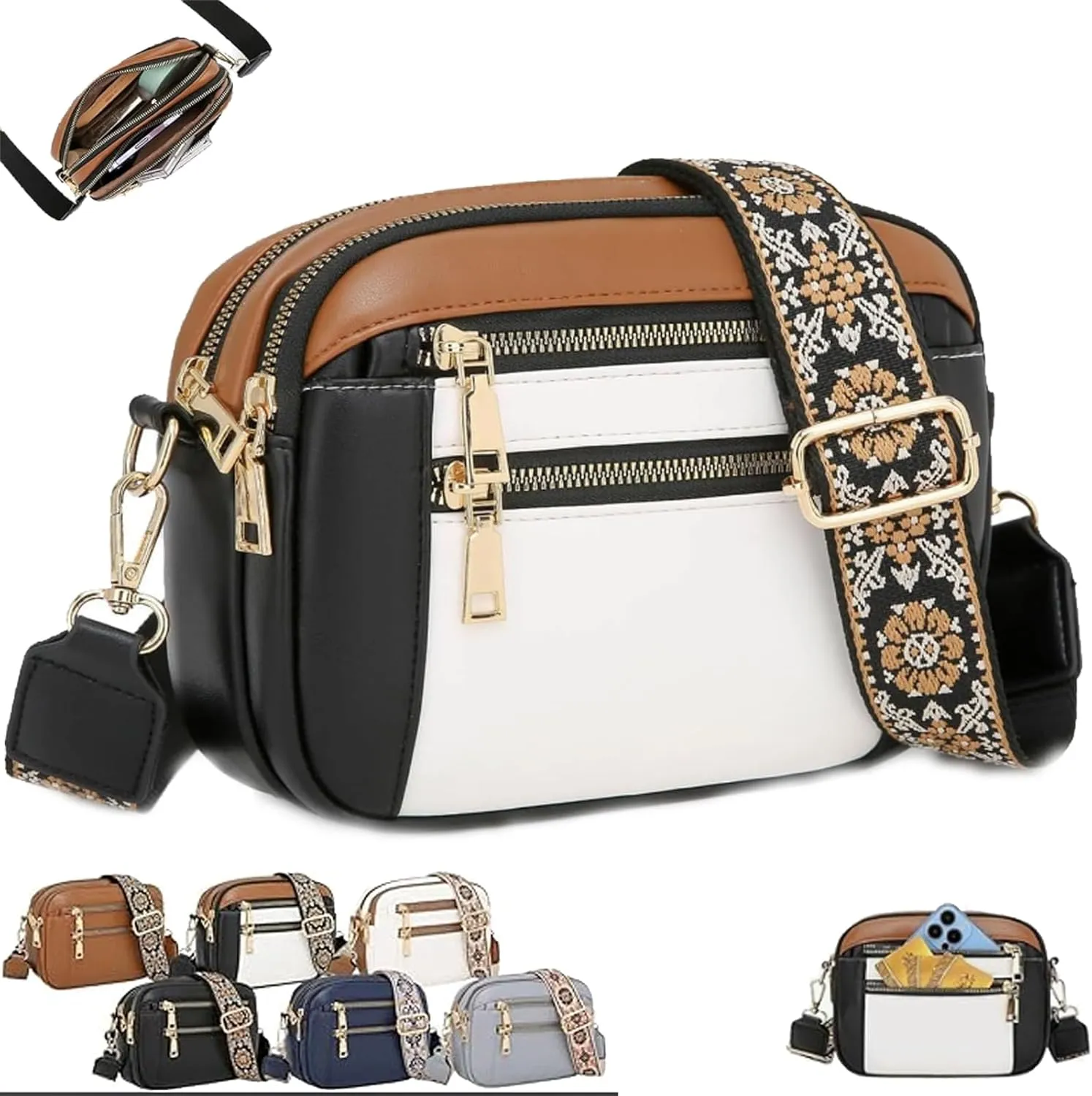 Substantiag Purse, Substantiag Crossbody Bags, Handmade Colorful Straps Crossbody Leather Bags & Purse, for Women