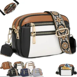 Substantiag Purse, Substantiag Crossbody Bags, Handmade Colorful Straps Crossbody Leather Bags & Purse, for Women
