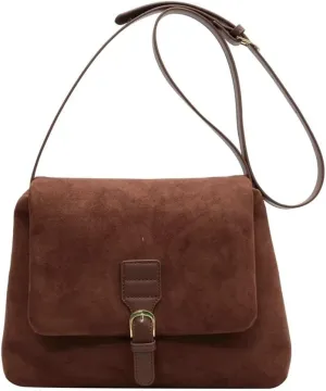 Suede Crossbody Tote Bag for Women Leather Shoulder Bag Slouchy Casual Handbag Retro Purse Fall Winter Spring