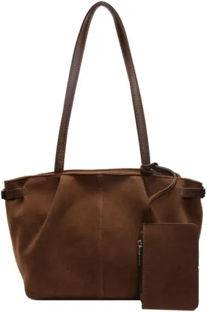 Suede Shoulder Bag Fall Vintage Designer Suede 2000s Trendy Purses for Women 2025 Large Tote Bags for Women