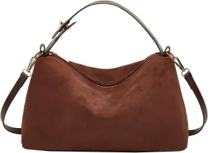 Suede Shoulder Bags For Women Crossbody Bag Suede Tote Bag Satchels Slouchy Work Purses Crescent Handbag Fall Top Handle