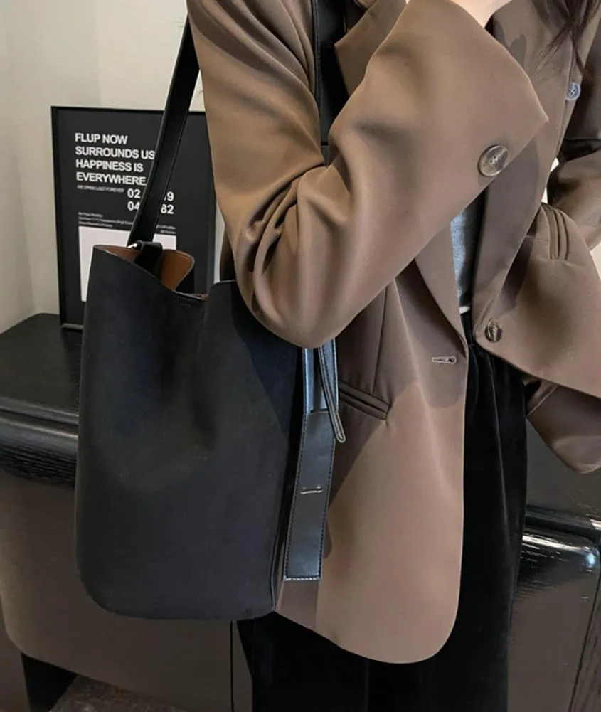 Suede Shoulder Bags for Women Vegan Leather Handbag Tote Bags Bucket Shoulder Bag Purse Tote Handbag Fashion Designer Bag