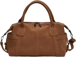 Suede Tote Bag for Women Faux Suede Crossbody Purse Slouchy Shoulder Bag Vintage Top-handle Work Travel Tote Handbag