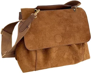 Suede Tote Bag Slouchy Work Bag Trendy Retro Suede Shoulder Bag Crossbody Messenger Bag Purse for Women