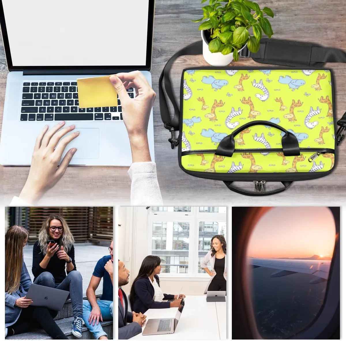 Sugar Skull Flowers Laptop Bag for Women Men 13-15 Inch Computer Briefcase Bag Lightweight Notebook Shoulder Messenger Bag
