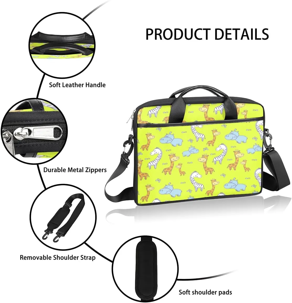 Sugar Skull Flowers Laptop Bag for Women Men 13-15 Inch Computer Briefcase Bag Lightweight Notebook Shoulder Messenger Bag