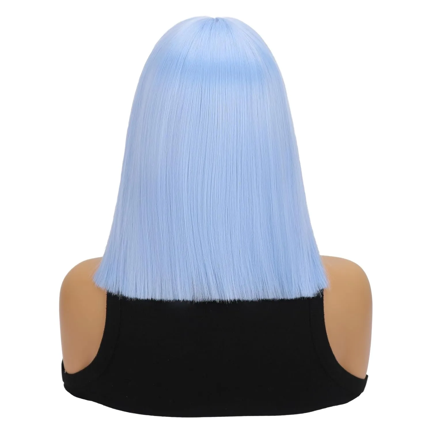 SUKRI Straight Blue Bob Wig Middle Part Short Light Blue Bob Wigs for Women 12Inch Shoulder Length Blue Wigs without Bangs Synthetic Wigs for Costume Cosplay