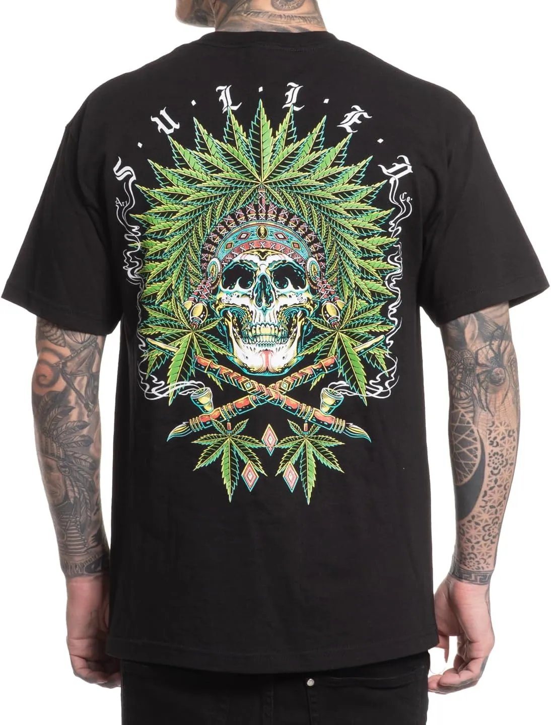 Sullen Men's Chiefin 420 Capsule Tattoo Lifestyle Graphic Standard Short Sleeve Tee Black
