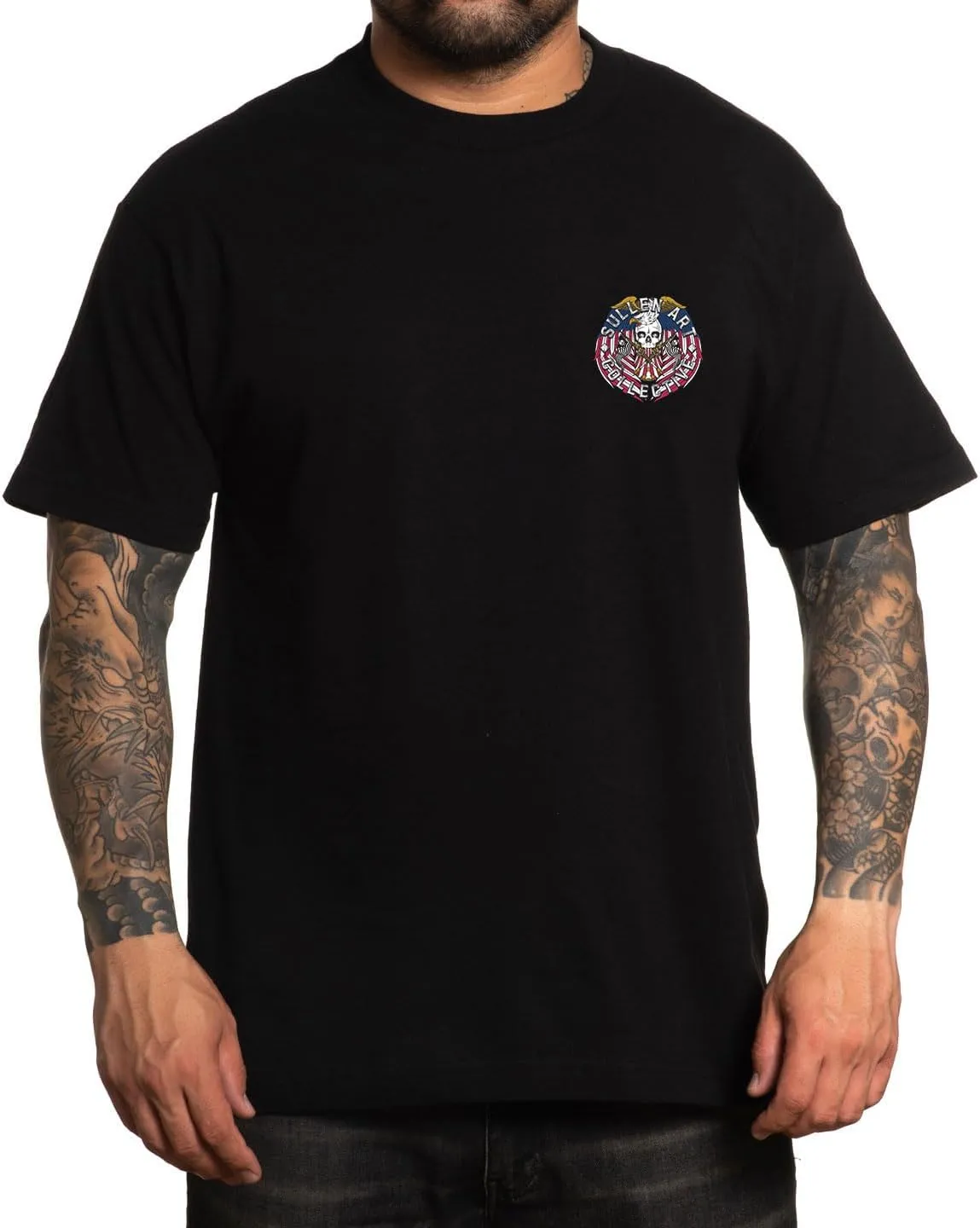 Sullen Men's Eagle Badge Americana Capsule Tattoo Lifestyle Graphic Standard Short Sleeve Tee Black