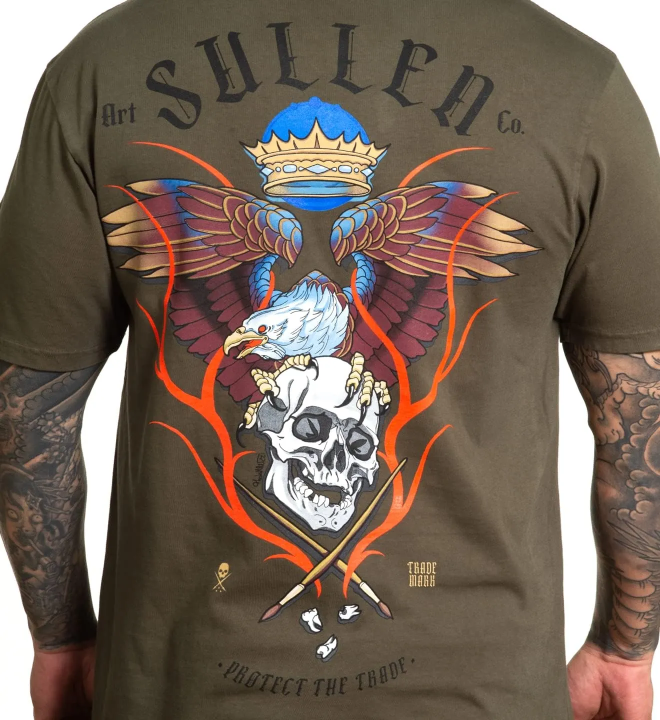 Sullen Men's Eagle Flame Tattoo Lifestyle Graphic Premium Short Sleeve Tee