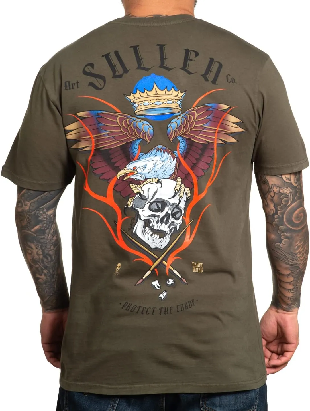 Sullen Men's Eagle Flame Tattoo Lifestyle Graphic Premium Short Sleeve Tee