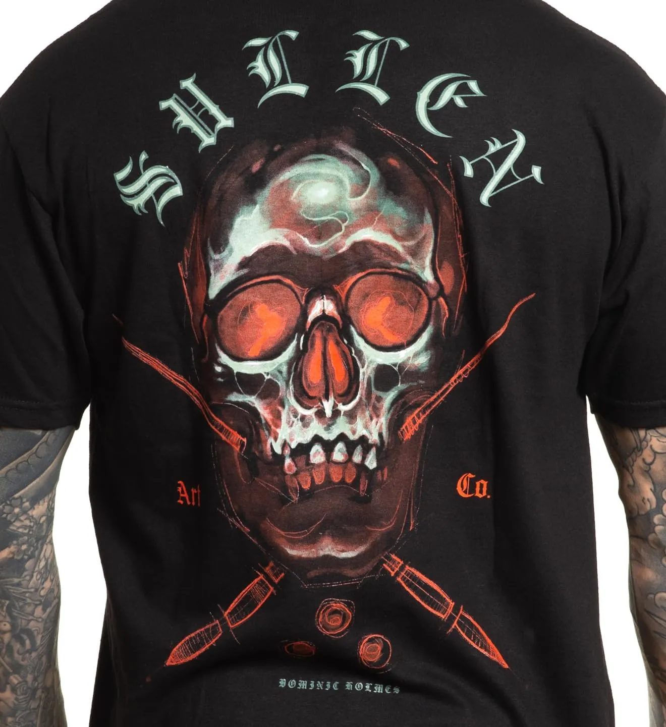 Sullen Men's Glow Skull Badge Artist Series Tattoo Lifestyle Graphic Standard Short Sleeve Tee, Black