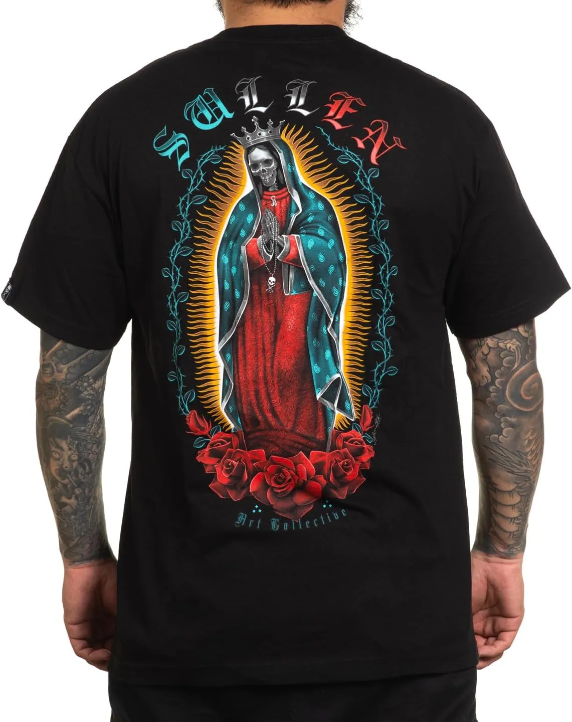 Sullen Men's Madre Virgen Tattoo Lifestyle Graphic Standard Day of The Dead Capsule Short Sleeve Tee Black