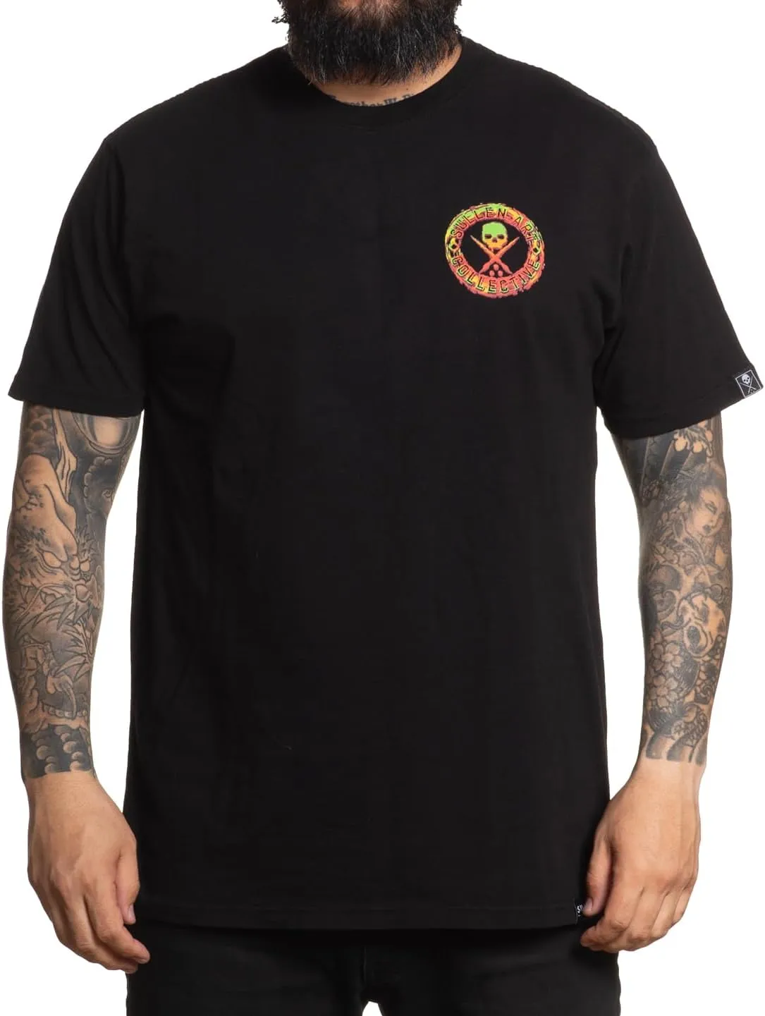 Sullen Men's Rasta Slime Badge Rasta Capsule Tattoo Lifestyle Graphic Premium Short Sleeve Tee Black