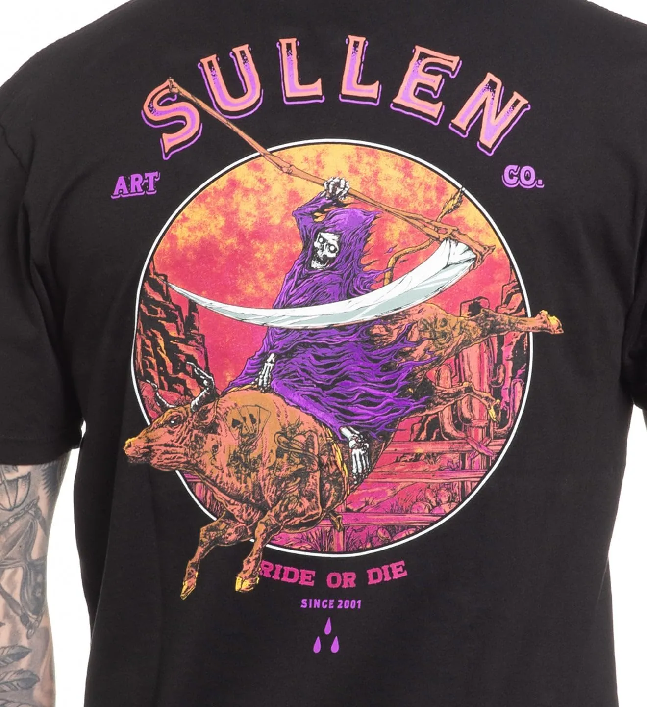 Sullen Men's Rodeo Reaper Artist Series Tattoo Lifestyle Graphic Premium Short Sleeve Tee