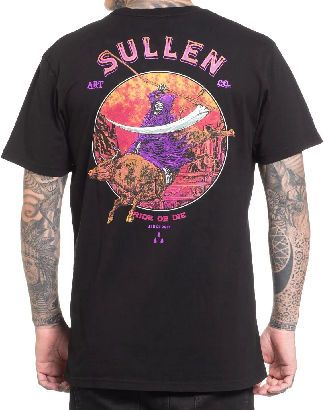 Sullen Men's Rodeo Reaper Artist Series Tattoo Lifestyle Graphic Premium Short Sleeve Tee