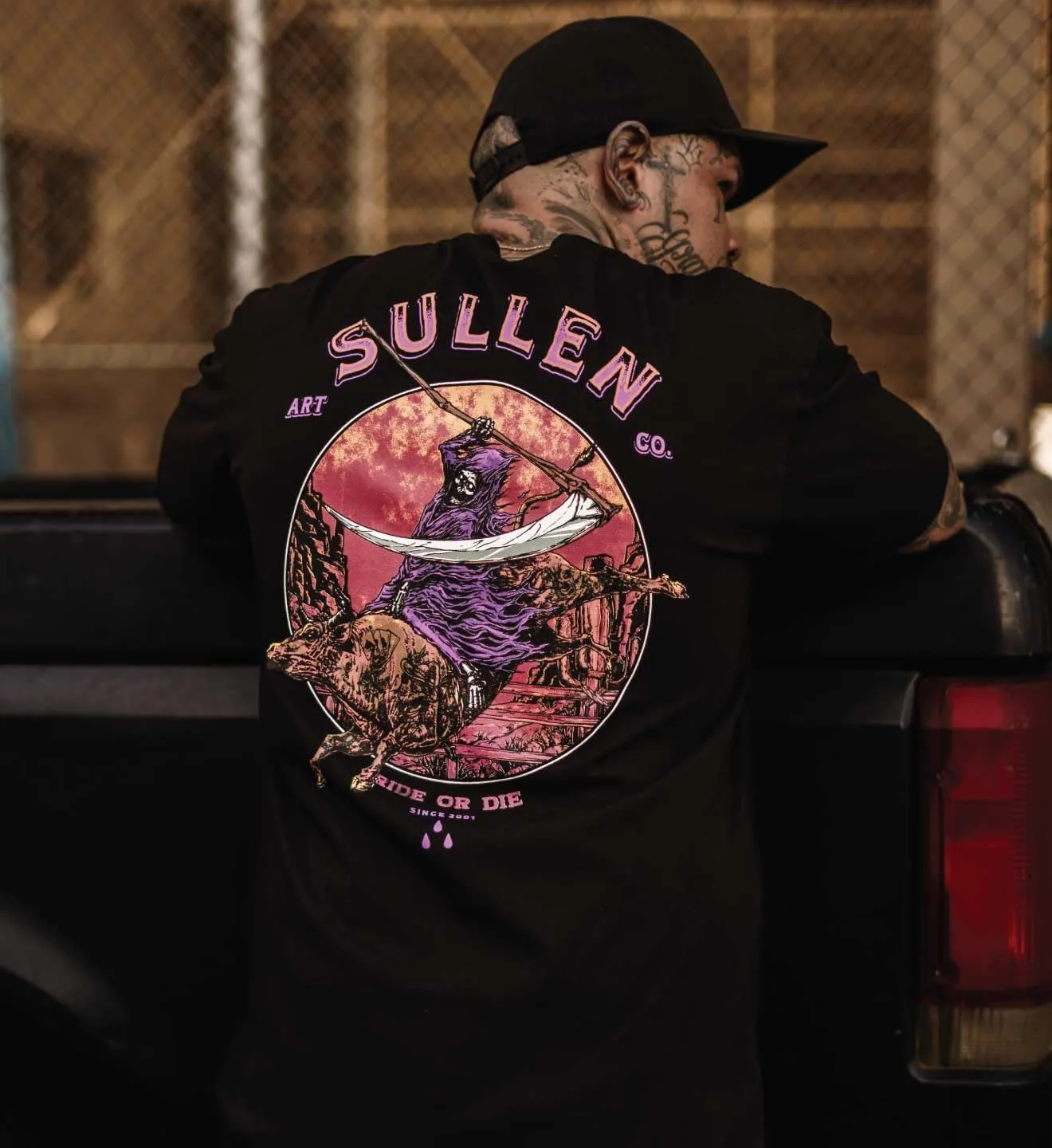 Sullen Men's Rodeo Reaper Artist Series Tattoo Lifestyle Graphic Premium Short Sleeve Tee