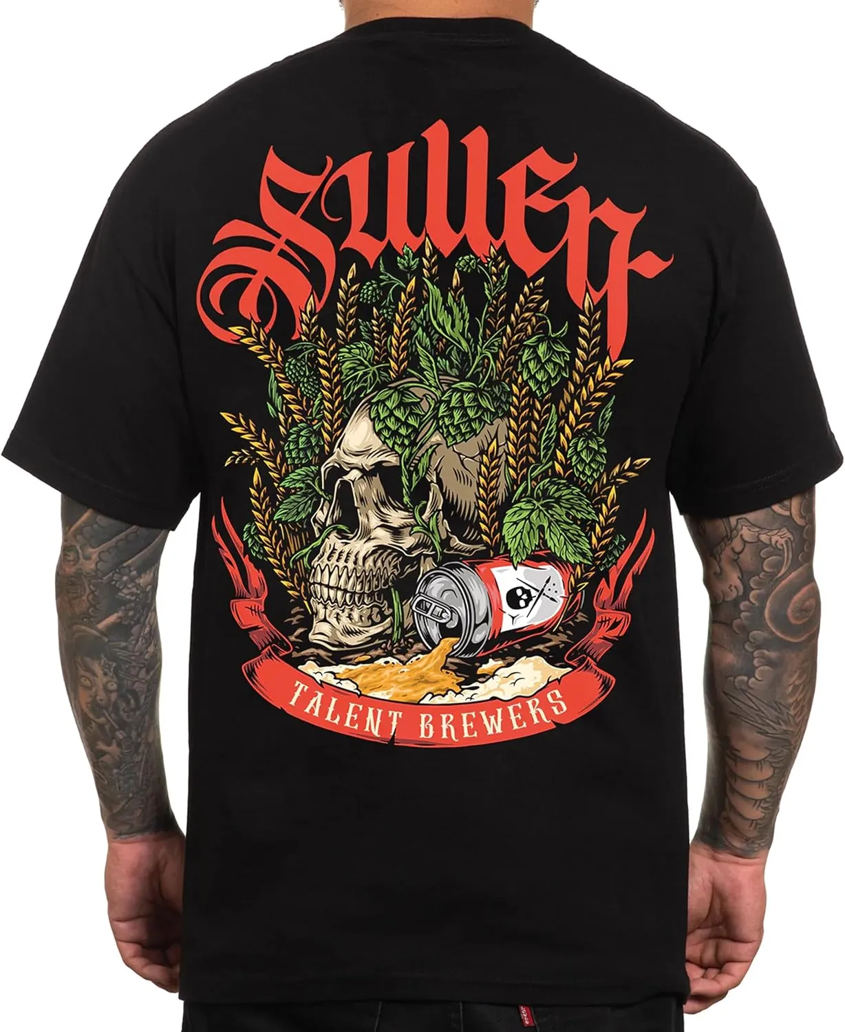 Sullen Men's Tee Barley Skull Tattoo Skull Lifestyle Graphic Standard Fit Short Sleeve T-Shirt for Men