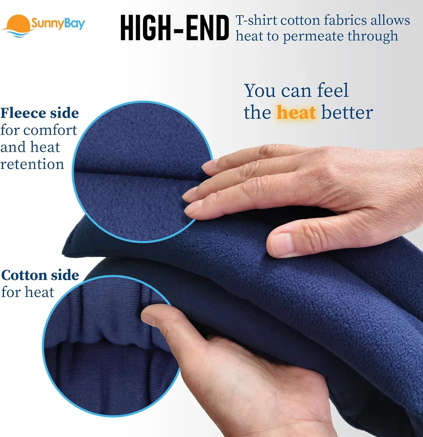 SunnyBay Microwavable Heating Pads, Microwavable Moist Heated Neck and Shoulder Wrap, Versatile Weighted Beanbag Cold Pack or Warm Compress, 2.2 lbs, 26x4 Inches, Navy Blue