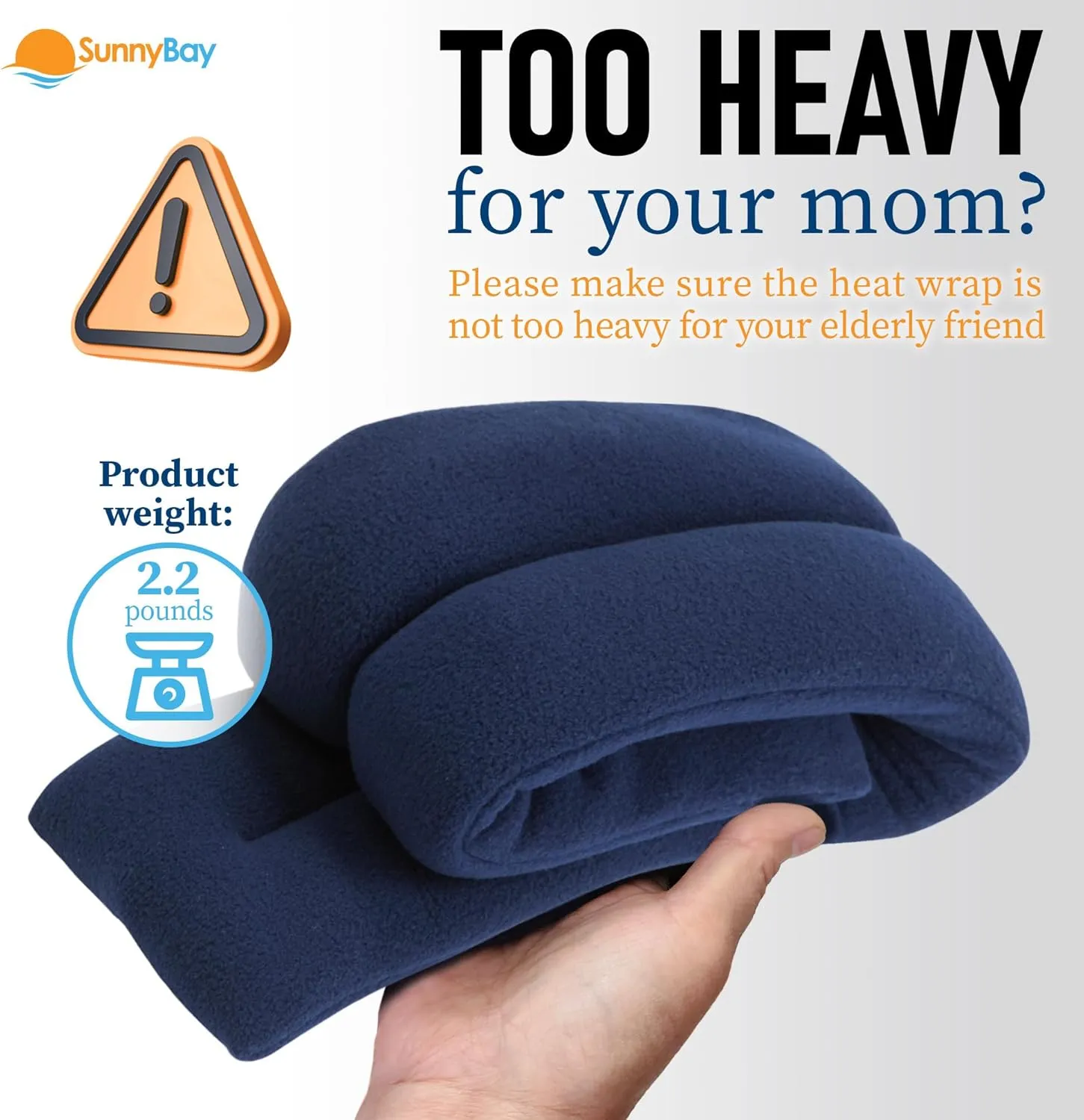 SunnyBay Microwavable Heating Pads, Microwavable Moist Heated Neck and Shoulder Wrap, Versatile Weighted Beanbag Cold Pack or Warm Compress, 2.2 lbs, 26x4 Inches, Navy Blue