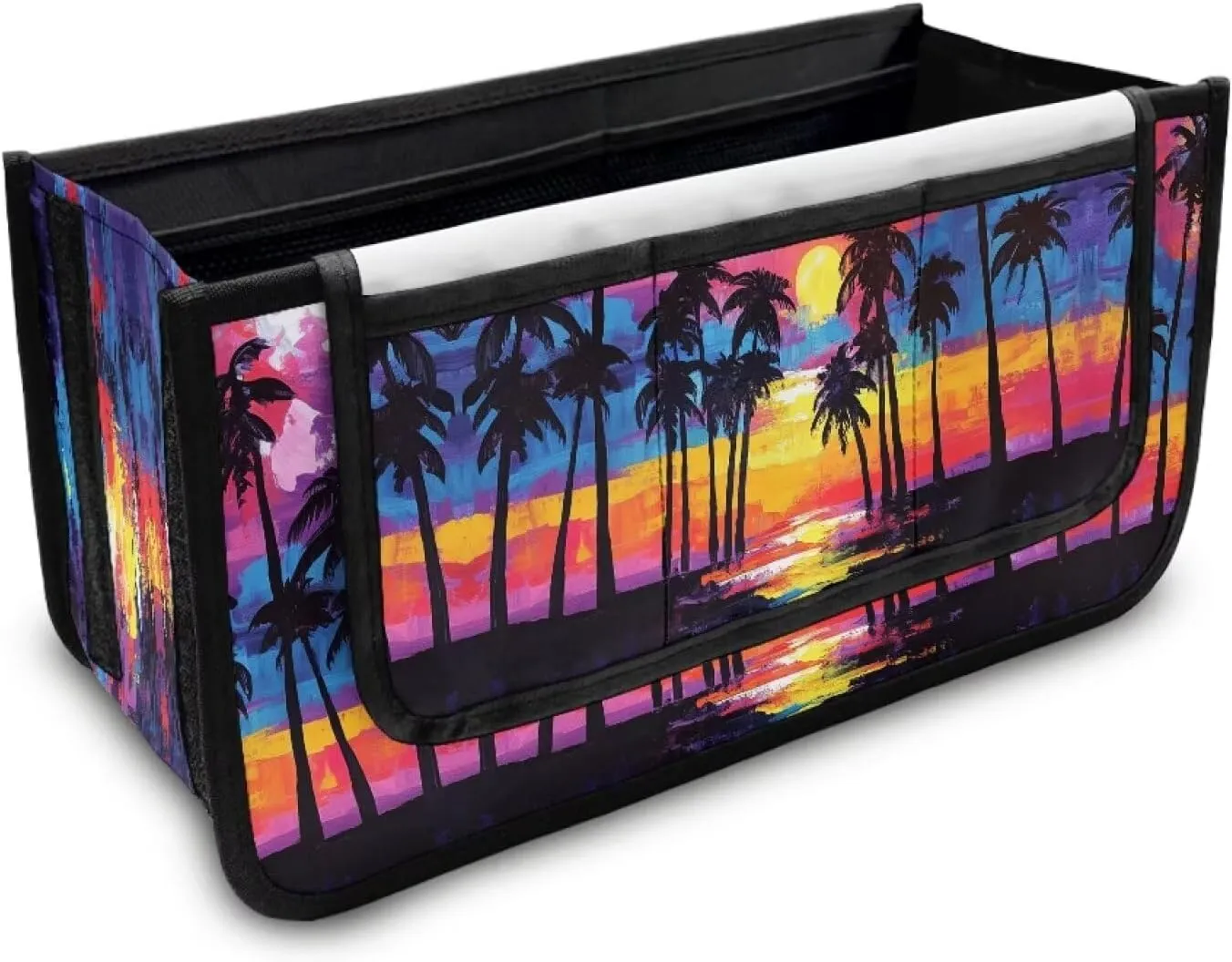 Sunset Beach Palm Tree Rollator Bag Tote Organizer for Universal Walkers Walker Bag Mobility Aid Accessory Pouch for Seniors in Assisted Living