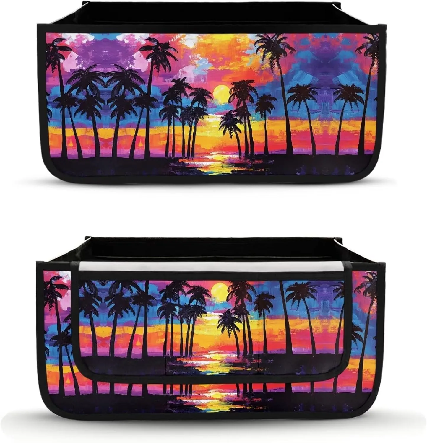 Sunset Beach Palm Tree Rollator Bag Tote Organizer for Universal Walkers Walker Bag Mobility Aid Accessory Pouch for Seniors in Assisted Living