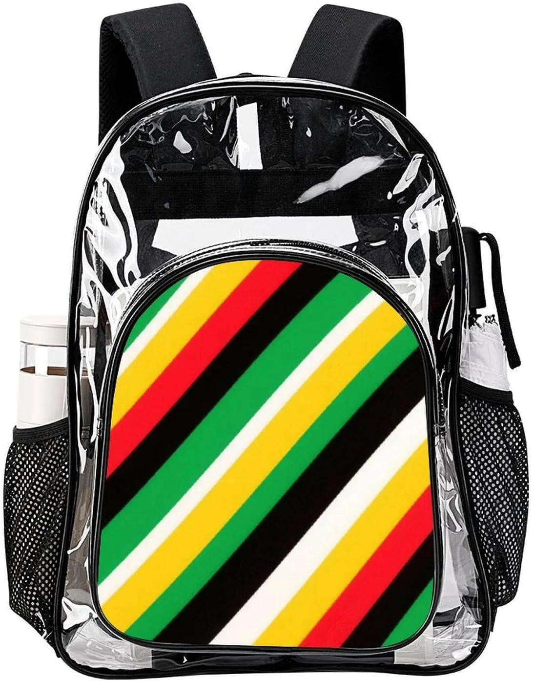 Supdreamc Daypack Backpack Multipurpose Anti-Theft Large Capacity Bookbag - Jamaican Rasta Flag Art Travel Hiking & Camping Rucksack Transparent Bag