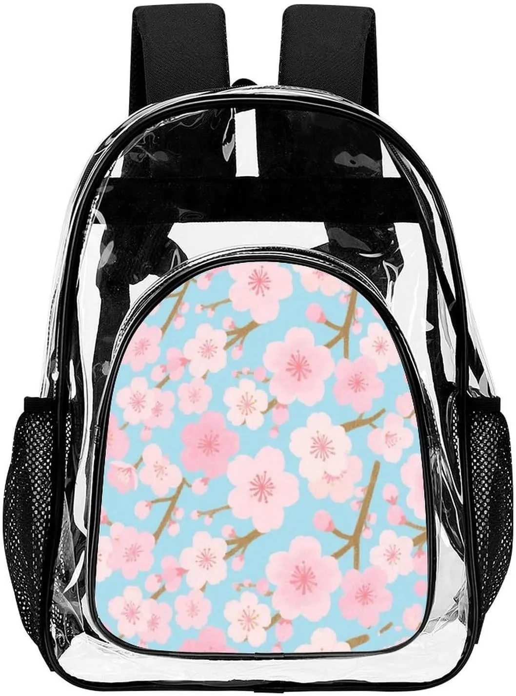 Supdreamc Lightweight Backpack for Gym Travel Bicycle - Big Capacity Multipurpose Transparent Carry On Bag, Spring Pink Blossom Trees Cherry Flowers Art Travel Hiking Bag & Day Pack
