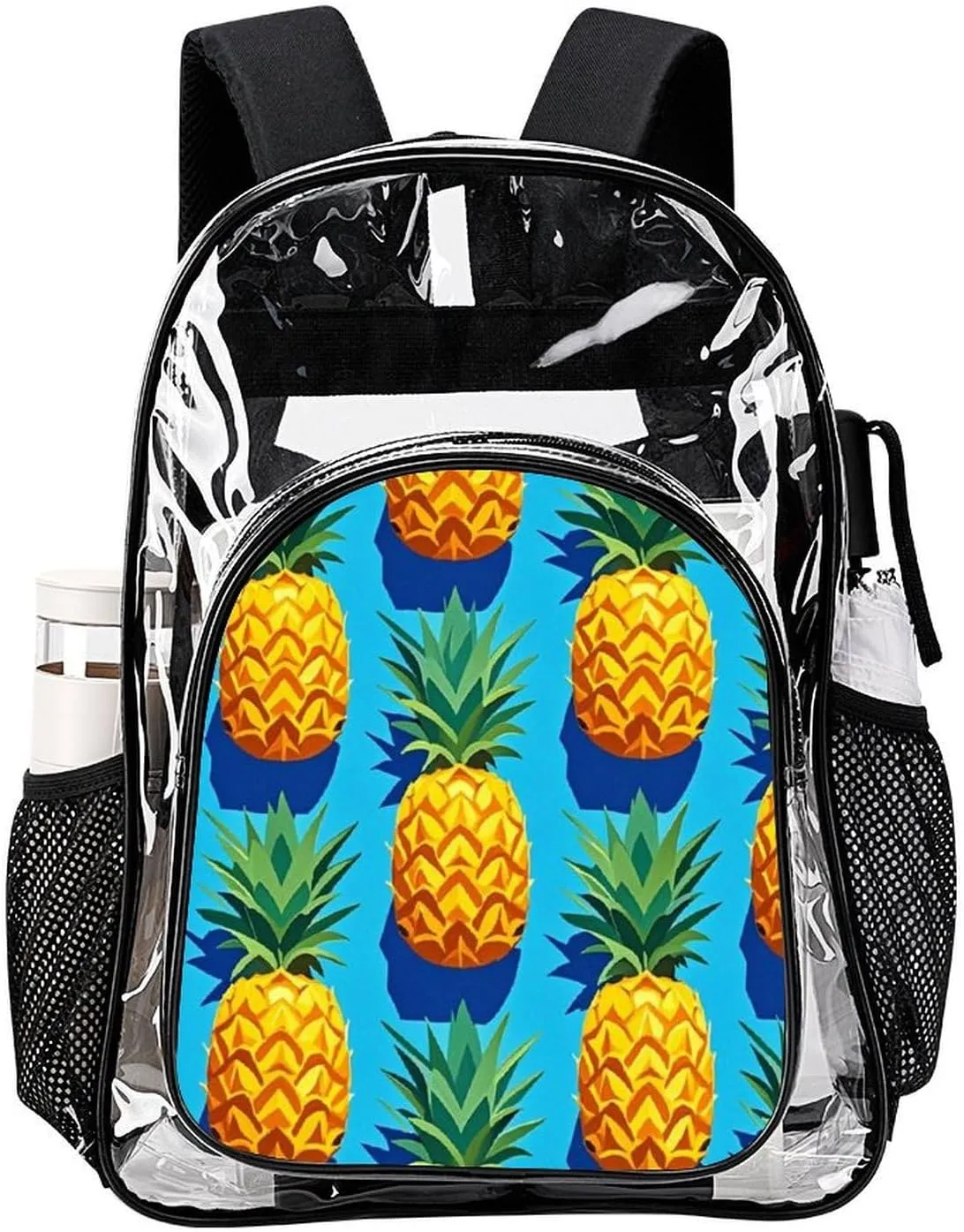 Supdreamc Lightweight Daypack Backpack for Sports Travel Running - Large Capacity Multipurpose Transparent Bookbag, Hawaiian Tropical Pineapple Art Laptop Backpack Daypack