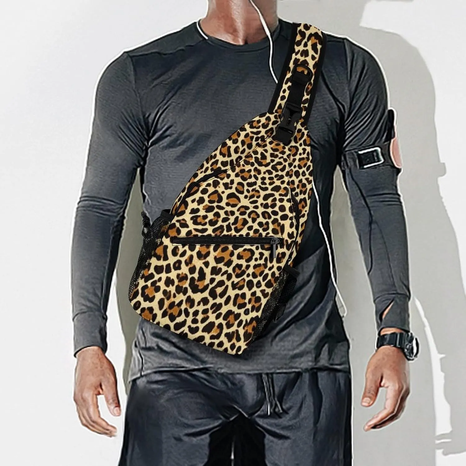 Supdreamc Men & Women Sling Shoulder Backpack Wild Animal Cheetah Leopard Art Outdoor Sport Daypack Travel Bag - Multipurpose Anti-Theft Tote Bags, Durable Crossbody Shoulder Bag