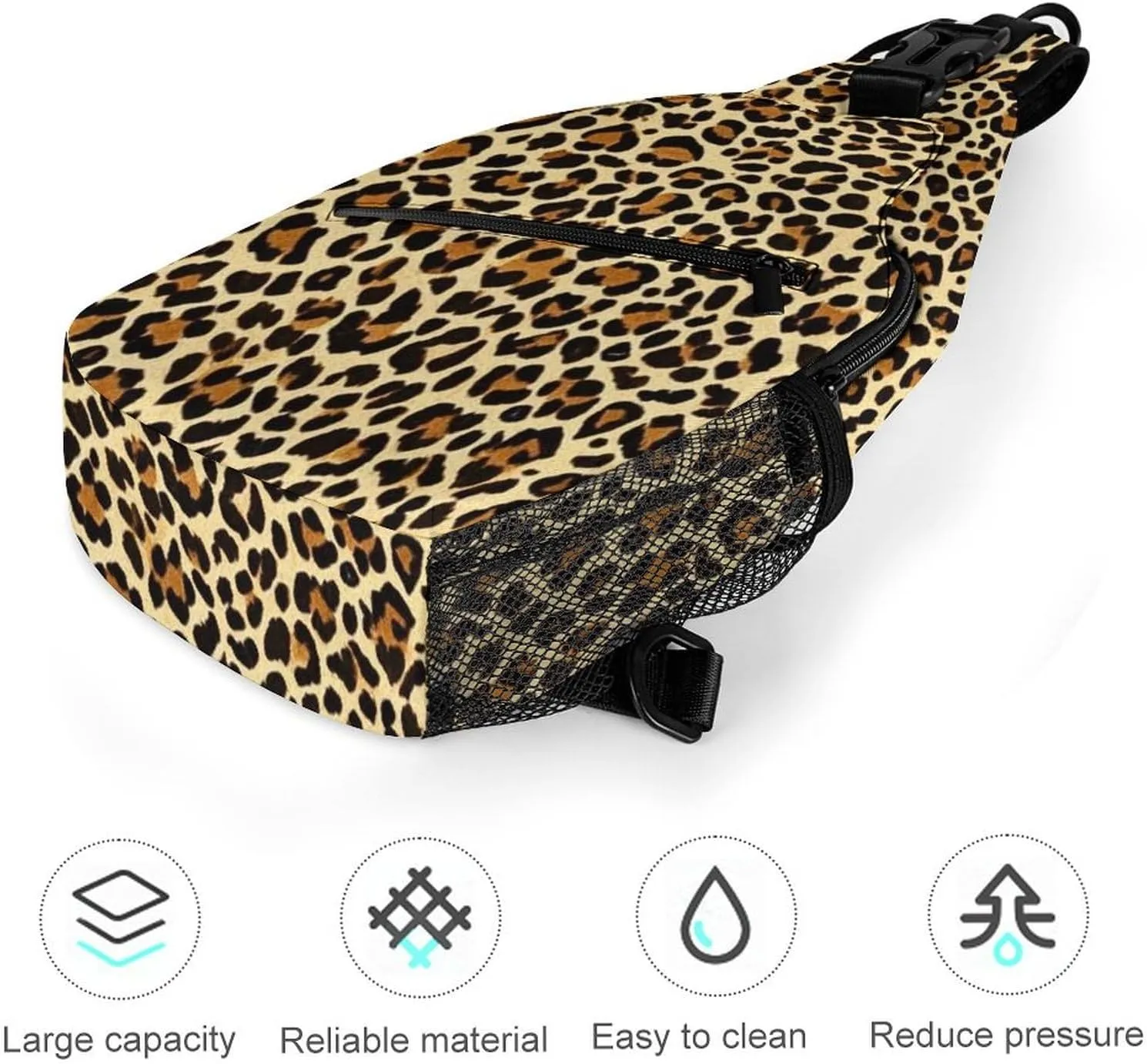 Supdreamc Men & Women Sling Shoulder Backpack Wild Animal Cheetah Leopard Art Outdoor Sport Daypack Travel Bag - Multipurpose Anti-Theft Tote Bags, Durable Crossbody Shoulder Bag