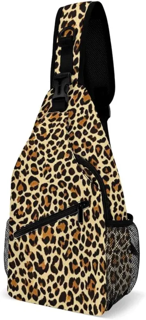 Supdreamc Men & Women Sling Shoulder Backpack Wild Animal Cheetah Leopard Art Outdoor Sport Daypack Travel Bag - Multipurpose Anti-Theft Tote Bags, Durable Crossbody Shoulder Bag