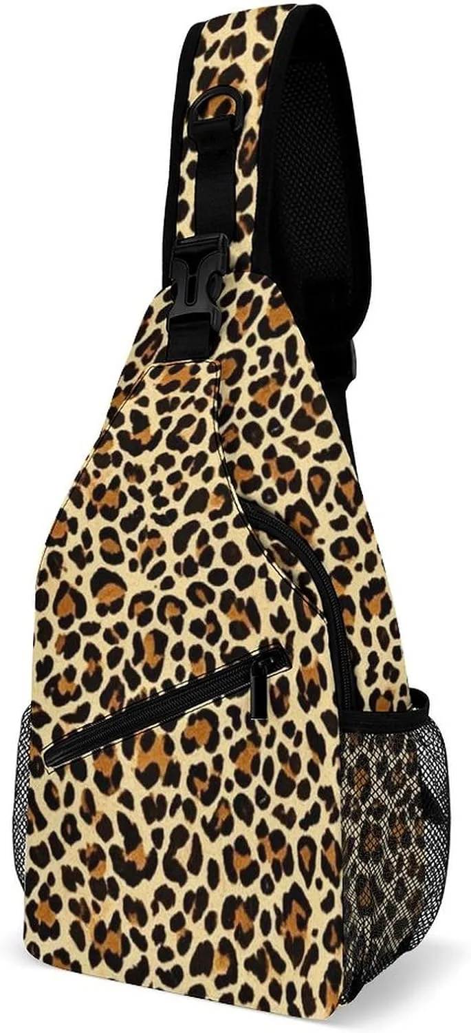 Supdreamc Men & Women Sling Shoulder Backpack Wild Animal Cheetah Leopard Art Outdoor Sport Daypack Travel Bag - Multipurpose Anti-Theft Tote Bags, Durable Crossbody Shoulder Bag