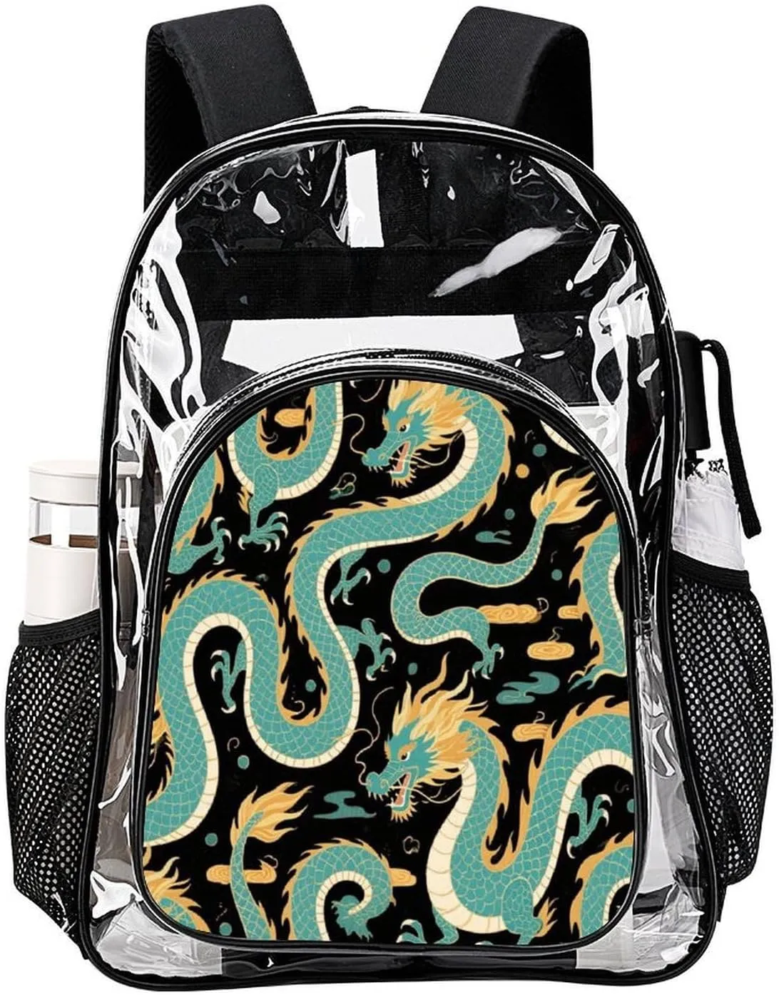 Supdreamc Rucksack Anti-Theft Multipurpose Big Capacity Carry On Bag - Chinese Dragons Art Traveling & Camping Backpack Transparent Bag