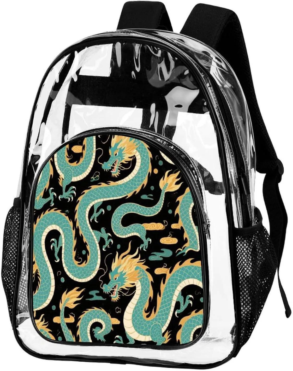 Supdreamc Rucksack Anti-Theft Multipurpose Big Capacity Carry On Bag - Chinese Dragons Art Traveling & Camping Backpack Transparent Bag