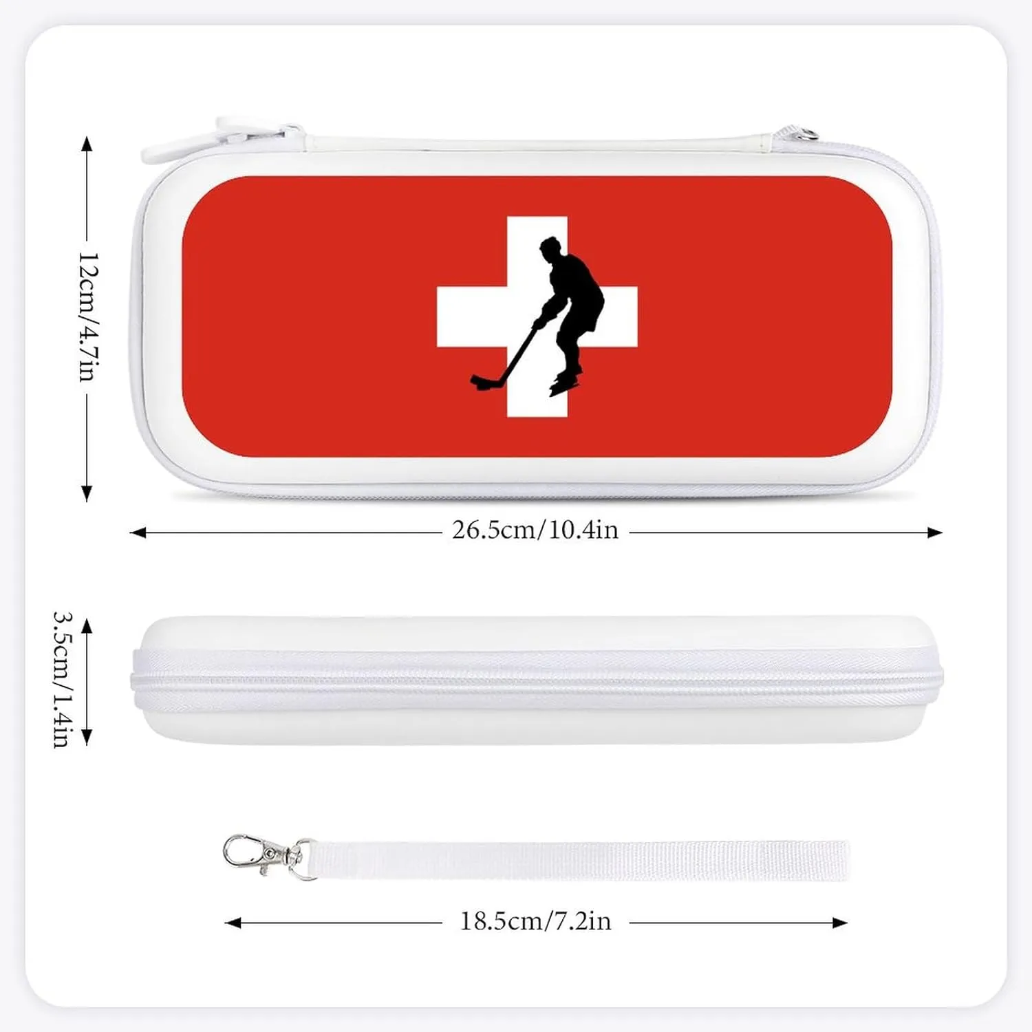 Switzerland Flag Ice Hockey Compatible with Switch Carrying Case Hard Travel Game Bag Pouch with 15 Games Accessories