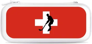 Switzerland Flag Ice Hockey Compatible with Switch Carrying Case Hard Travel Game Bag Pouch with 15 Games Accessories