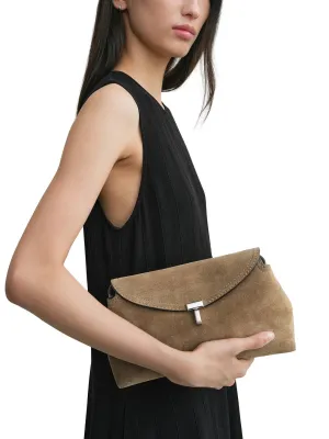 T-Lock Suede Clutch Tobacco